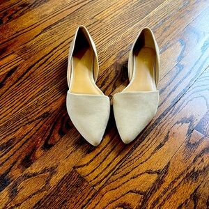Jcrew D’Orsay suede nude flats worn once like new